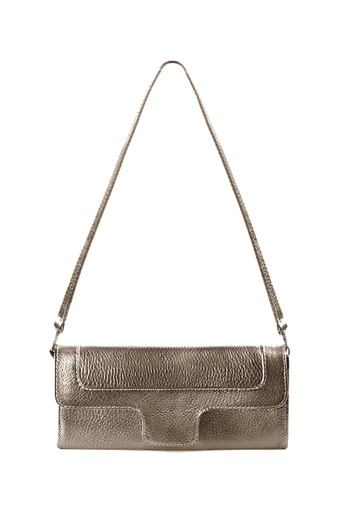 Dress clutch for wedding and parties in antique gold leather - Top view